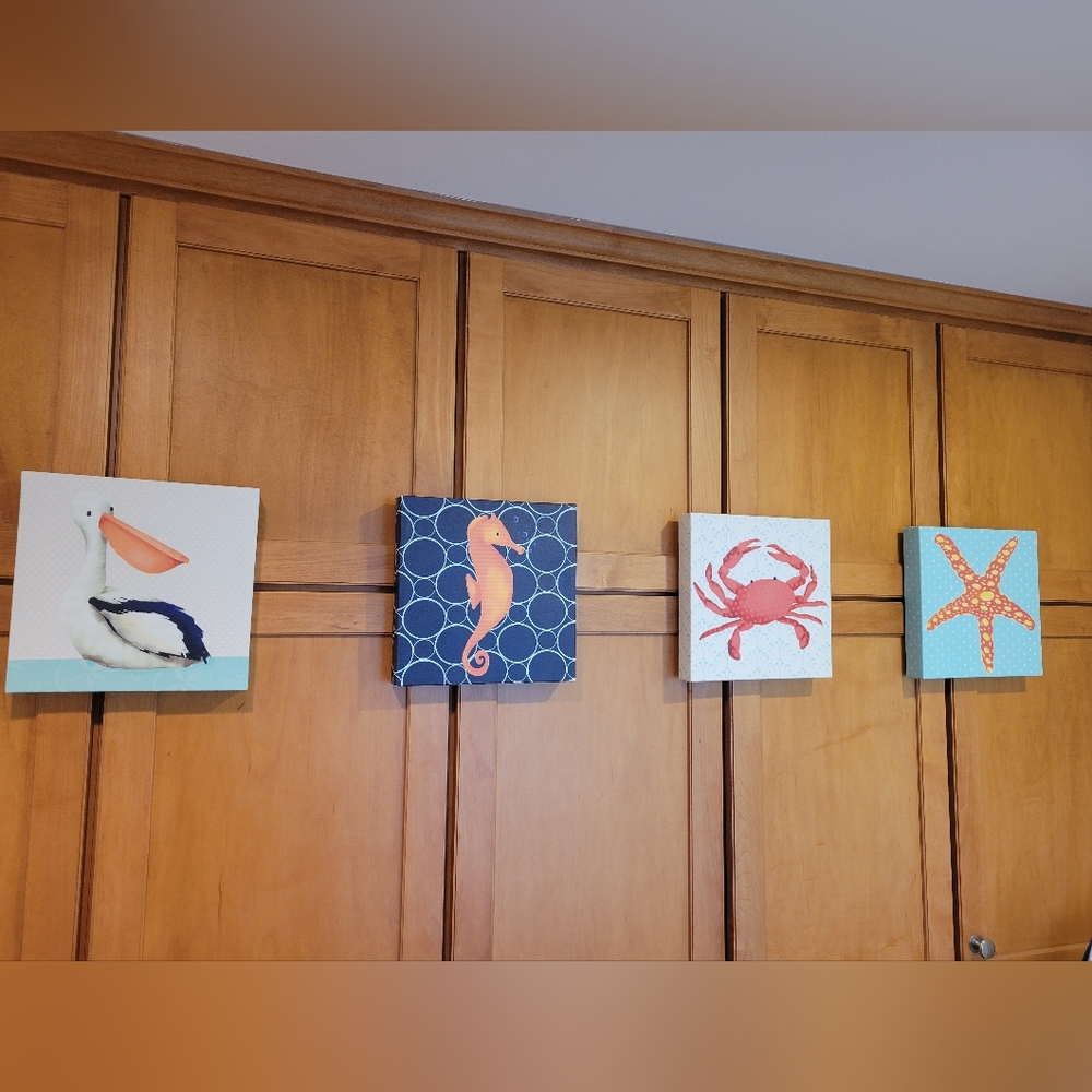 Set of Four Oopsy Daisy Canvas Sea Creatures